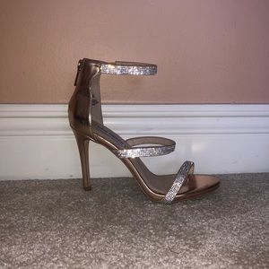 STEVE MADDEN SPARKLE STRAPPY ROSE GOLD HEELS